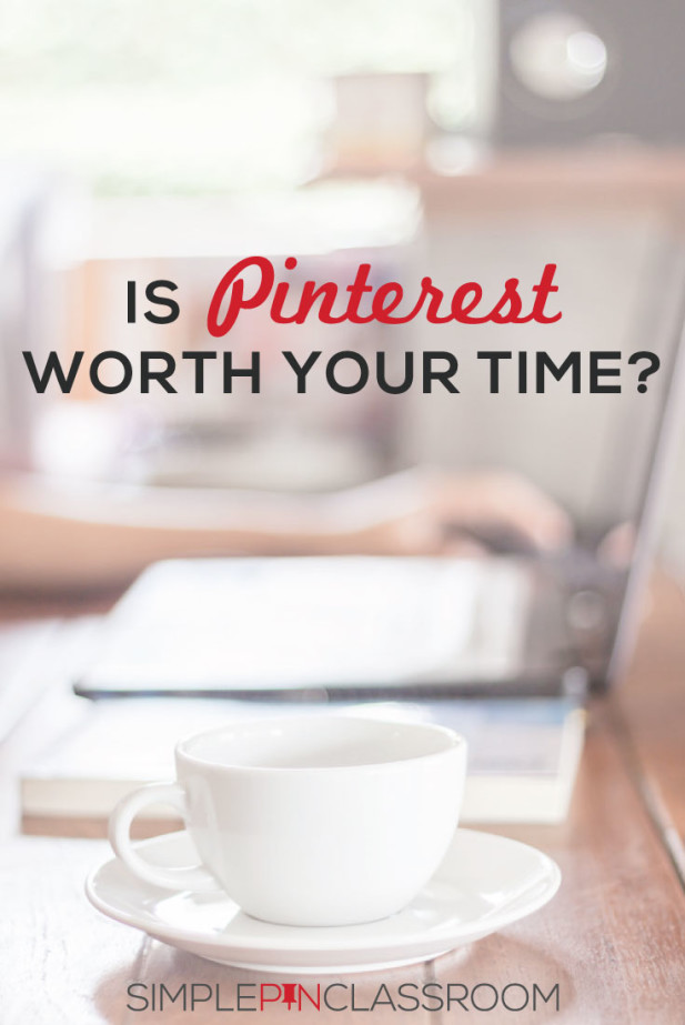 Mug, sauce, book, laptop and text overlay "Is Pinterest worth your time?" 