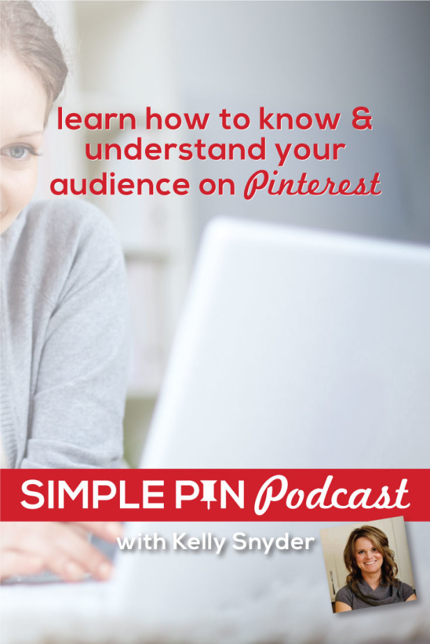 Woman looking at laptop - text overlay "Learn how to know and understand your audience on Pinterest".