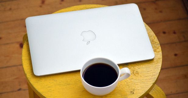 Laptop and coffee.