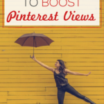 Girl jumping with umbrella with text overlay "Use Tailwind tribes to Boost Pinterest Views