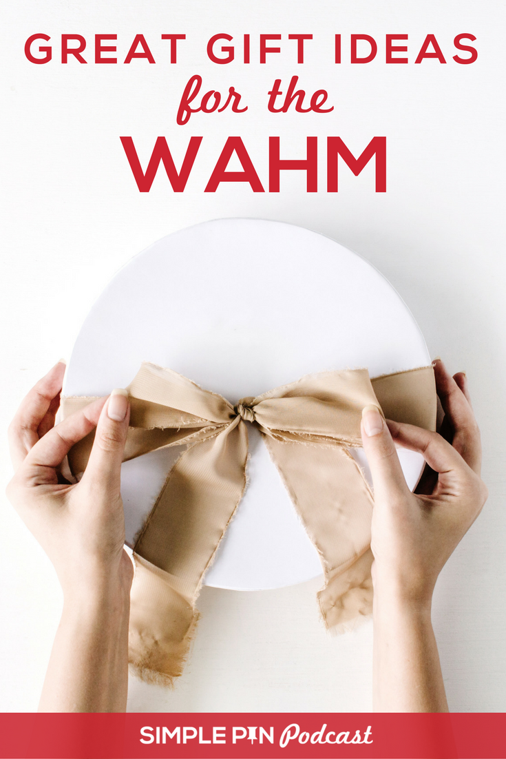 Hands tying brown bow on circular box and text overlay "Great Gift Ideas for the WAHM".