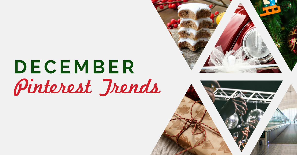 Collage of images representing December - text overlay \"December Pinterest Trends\".