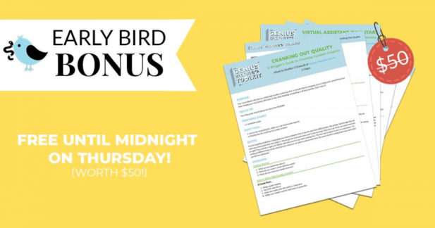 Genius Bloggers Toolkit Early Bird Bonus graphic.