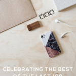mobile phone with earbuds on desk - text overlay "Celebrating the Best of the last 100 SPM Episodes".