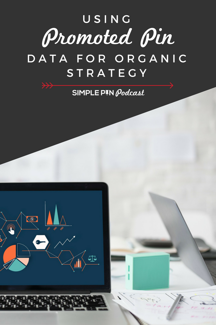 Data on laptop - text on image using promoted pin data for organic strategy