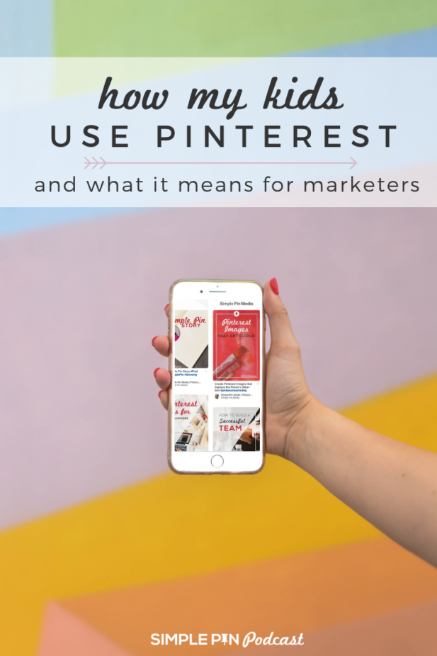 Mobile device in hand text overlay: Pinterest for Kids