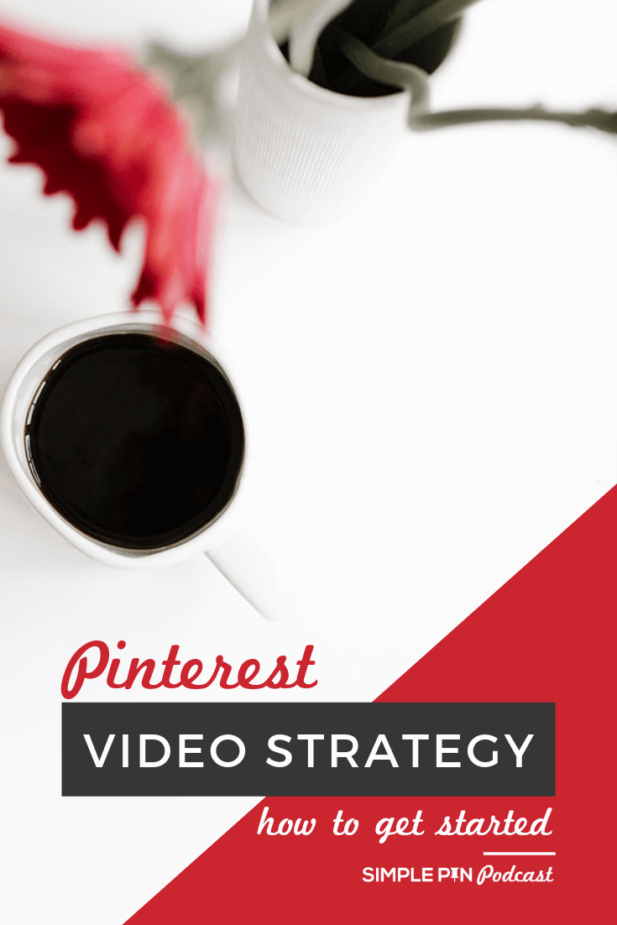table top with flowers and coffee cup, with text overlay "Pinterest video strategy"