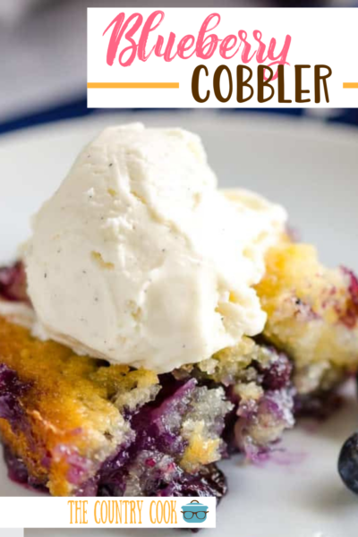 Pin image example for The Country Cook with text "Blueberry Cobbler".