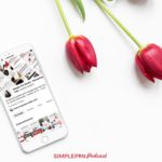 Tabletop with device and tulips. Text overlay "Pinterest to Paypal in 3 minutes flat"