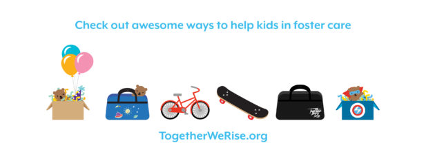 Advertisement for Together We Rise nonprofit organization.