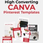 collage of Pinterest images & text overlay "High Converting Canva Pinterest Templates".