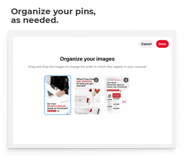 screenshot showing how to upload Pinterest carousel pins (step 2).