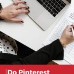 Woman working at desk recording Pinterest marketing statistics - Text overlay "Do Pinterest followers still matter?"