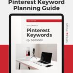 Ipad displaying the Pinterest Keyword Planning Guide - Text "introducing the Pinterest keyword planning guide".