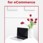 white desk with laptop and vase full of tulips - text "conversion insights: A new Pinterest tool for eCommerce".