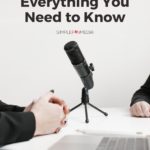 2 people sitting at a table with a microphone for an interview - text "Pinterest stock: everything you need to know".