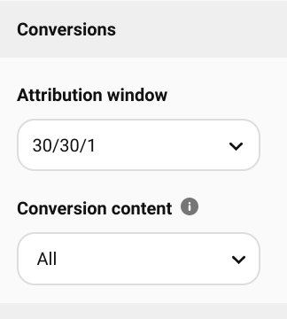 screenshot of attribution window in Pinterest conversion insights.