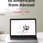 laptop with Pinterest displayed - text "How to market to Americans from Abroad".