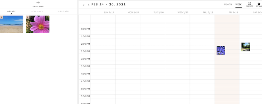 screenshot of Planoly social media scheduler.