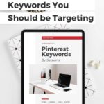 tablet displaying a Pinterest Keywords document - text "Spring Pinterest Trends: Keywords You Should Be Targeting".