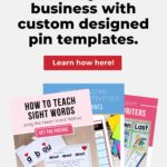 examples of pin templates - text "scale your business with custom designed pin templates, learn how here".
