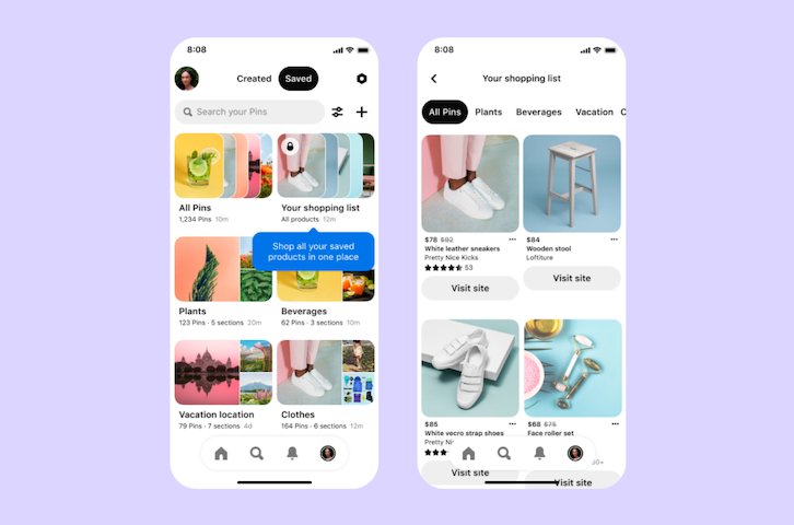 illustration of the Shopping List feature on Pinterest.