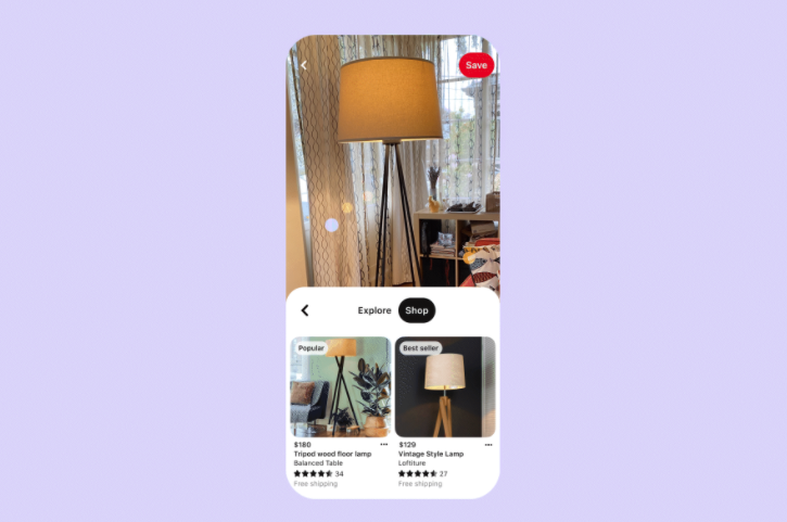example of shopping on PInterest with the Pinterest lens feature.