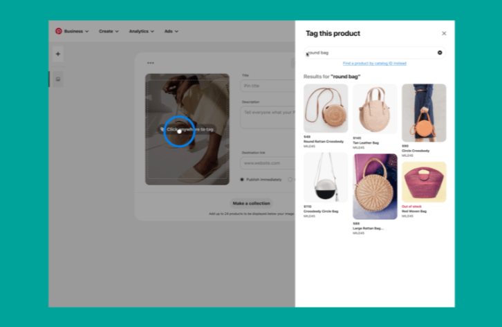 illustration of product tagging on Pinterest.