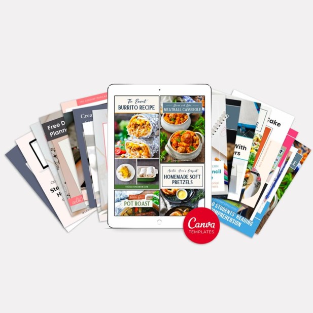 pinterest pin template ideas fanned out behind ipad.