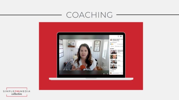 image of woman's face on desktop monitor with text "coaching".
