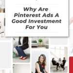woman smiling sitting on couch with text "why are pinterest ads a good investment for you".