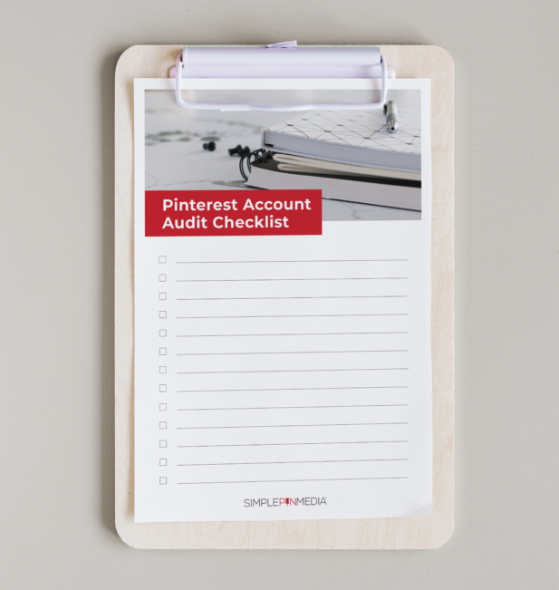 clipboard with white paper - text "pinterest account audit checklist".