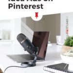 laptop next to microphone with text "all about idea ads on pinterest.