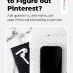 airpods and iphone on table with text "struggling to figure out pinterest? book a call".