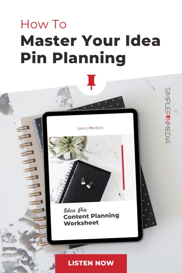 ipad on top of journal with text "how to master your idea pin planning".
