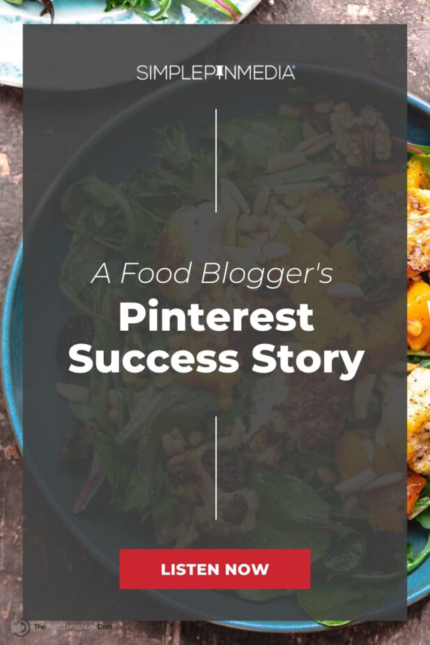 zoomed in picture of casserole dish with text "a food blogger's pinterest success story".