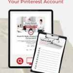 clipboard and ipad with pinterest profile on screen with text "let us build your pinterest account".