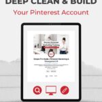 ipad with pinterest profile on screen with text "let us help you deep clean & build your pinterest account".