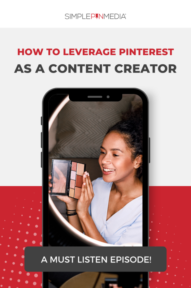 person holding makeup palette with text "how to leverage pinterest as a content creator".