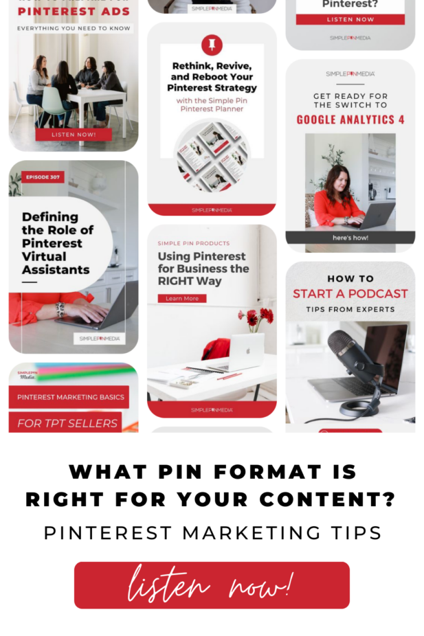 grid of pinterest images with text "what pin format is right for your content?".