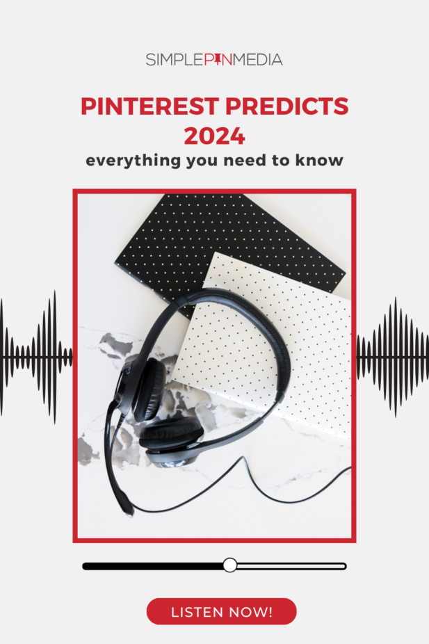 A pair of headphones sitting on top of two notebooks with words "Pinterest Predicts 2024: Everything You Need To Know"