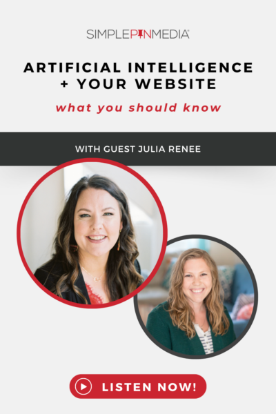 Two women smiling with the text: "Artificial intelligence and your website: What you should know."