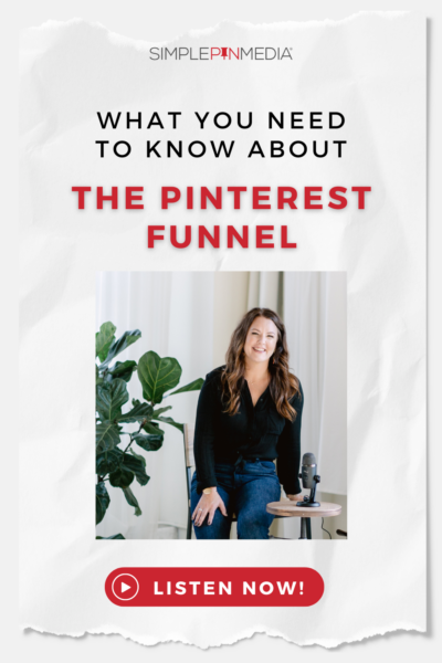 Text reads: "what you need to know about the Pinterest funnel" with a woman sitting in a chair, smiling.