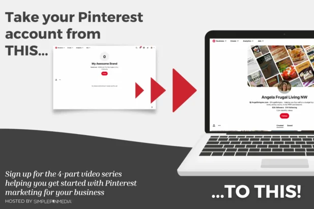 pinterest-building-basics-email-challenge-facebook image of open laptop with screenshot of pinterest building basics email challenge.