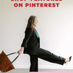Image shows a woman swinging a purse. Text reads, "New Shop Features on Pinterest"