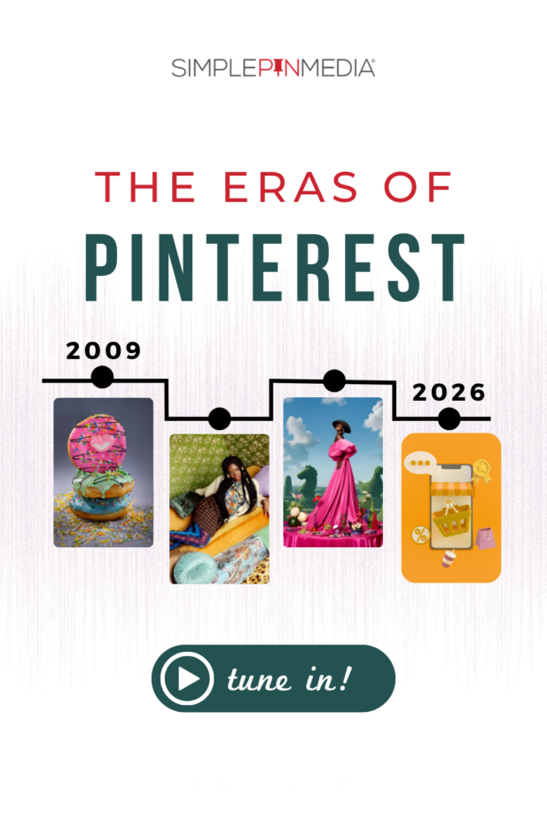 Text reads, "The Eras of Pinterest"