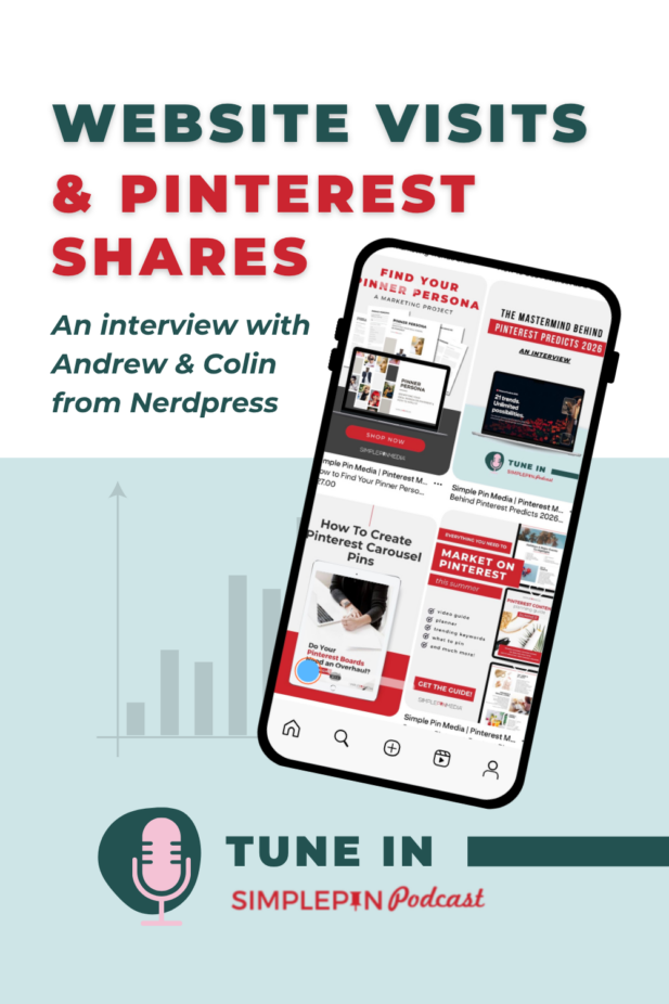 Image shows a phone, text reads, "Website Visits & Pinterest Shares: An Interview with Andrew & Colin from Nerdpress"