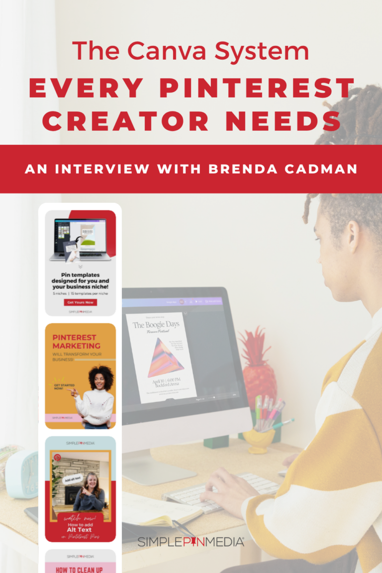 Text reads, "The Canva System Every Pinterest Creator Needs" - An Interview with Brenda Cadman